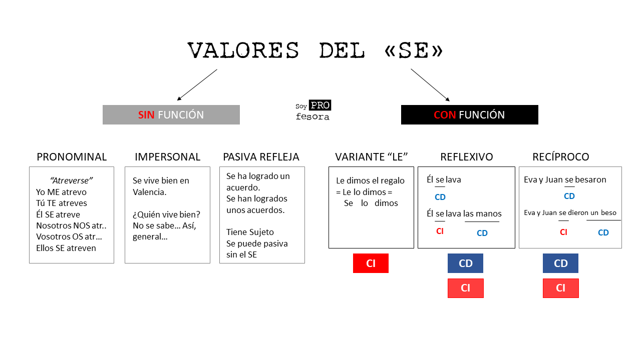 Valores de «SE» - Análisis sintáctico - Profe de Lengua online